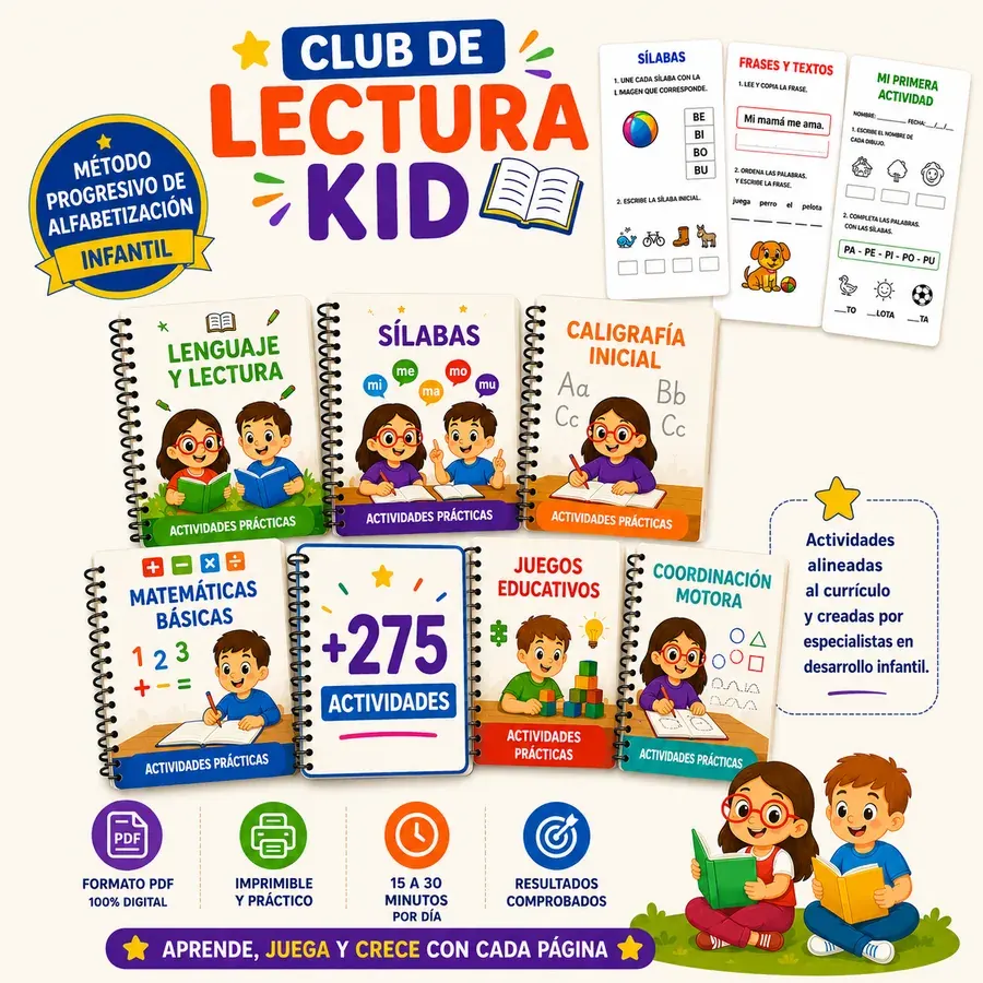 Niño feliz aprendiendo a leer y escribir en casa